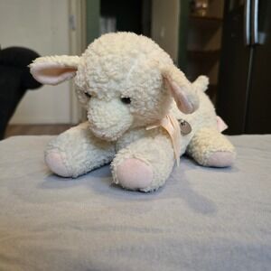 WORKS Dakin Inc 1989 Plush Lamb Musical Baby Pink BowEaster VTG